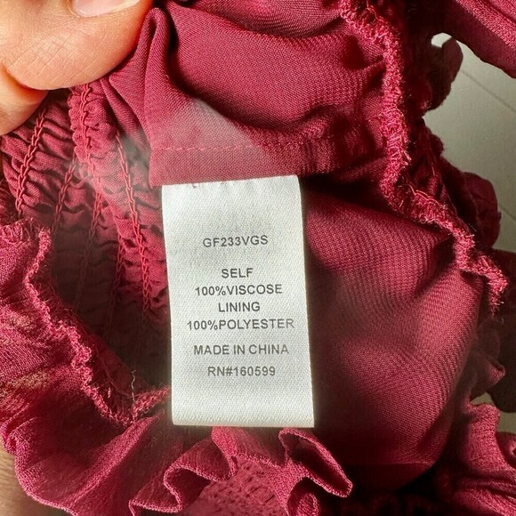 Gilner Farrar Dell Chiffon Blouse Ruby Burgundy Maroon Size Small - Picture 10 of 10